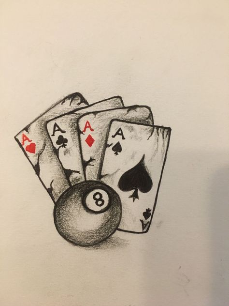 Poker Drawing Ideas, Oldies Drawings Easy, Western Drawings Easy, Poker Drawing, Dice Drawing, Oldies Drawings, Gangster Drawings Easy, Gangster Drawings, Aces And Eights