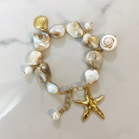 Boho Bridal Jewelry, Beach Wedding Jewelry, Summer Beach Wedding, Jewelry Summer, Charms Bracelet, Shell Bracelet, Bracelet Boho, Jewelry Lookbook, Boho Bridal