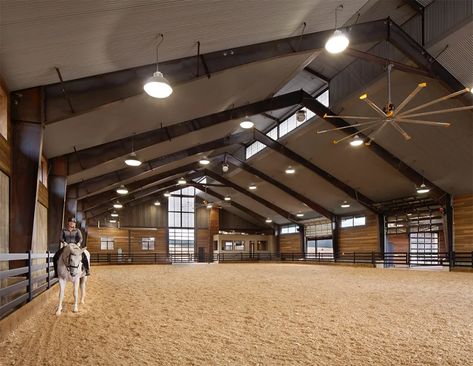 18 Dreamy Riding Arenas Around the World - STABLE STYLE Equestrian Arena Indoor, Indoor Riding Arenas, Horse Indoor Arena Ideas, Horse Barn Designs Layout, Indoor Horse Riding Arena, Canterwood Crest, Equestrian Arena, Luxury Horse Stables, Covered Arena