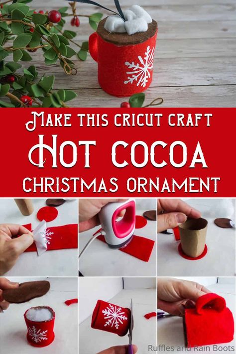 Hot Chocolate Christmas Ornaments Diy, Hot Cocoa Ornaments Diy, Polar Express Christmas Ornaments, Hot Cocoa Ornament Diy, Polar Express Ornament Diy, Hot Cocoa Decorations, Hot Cocoa Christmas Tree, Hot Chocolate Christmas Tree, Hot Cocoa Craft