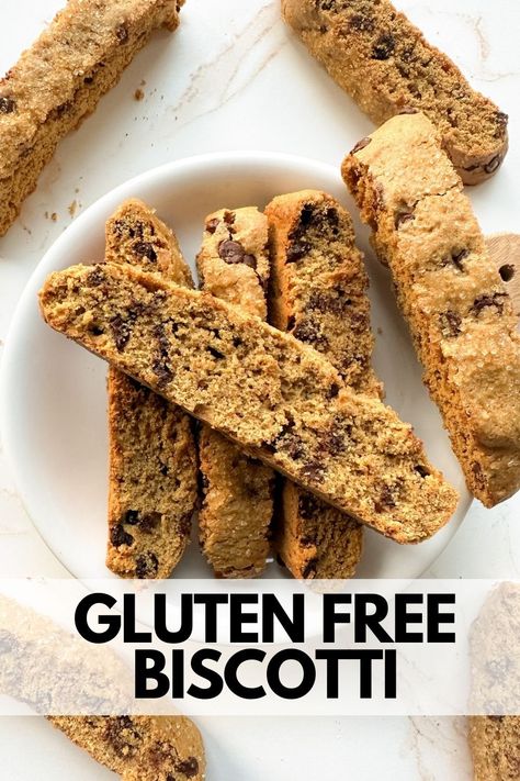 Gluten Free Biscotti Recipe, Gluten Free Biscotti, Gluten Free Chocolate Chip, Wheat Free Recipes, Healthy Cookie Recipes, Biscotti Recipe, Gluten Free Oats, Desserts To Make, Gluten Free Chocolate