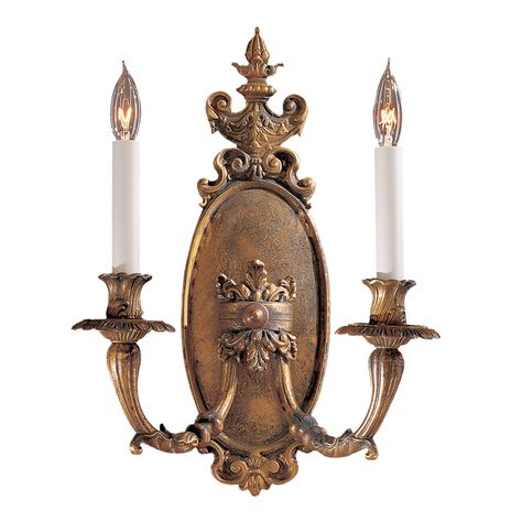 2-Light-Wall-Sconce-in-Antique-Bronze-Patina-Finish.--Created-using-Lost-Wax-casting-technique.--Handcrafted-in-Italy. Antique Wall Lights, Traditional Wall Sconces, Vintage Wall Sconces, Italian Baroque, Rustic Wall Sconces, Indoor Wall Sconces, Bronze Patina, Wall Candles, Light Sconces