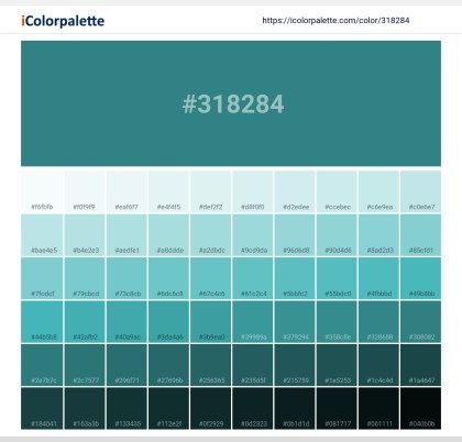 Pantone 17-5117 Tpx Green-Blue Slate Color | Hex color Code #318284 information | Hsl | Rgb | Pantone Blue Color Hex, Pantone Color Book, Space Information, Slate Color, Turquoise Color Palette, Hexadecimal Color, Christmas Color Palette, Hex Color, Pantone Colour Palettes