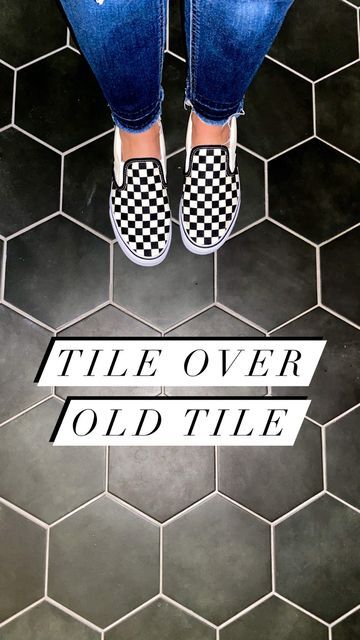 Tile On Top Of Old Tile, Tile Repair, Two Years Later, Tile Trends, Diy Tile, No Regrets, Stencil Painting, Over The Top, Powder Room