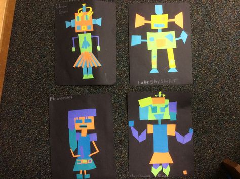 Quadrilateral Robots! A fun way to wrap up the Geometry unit. Quadrilateral Robot, Maths Project Ideas, Quadrilateral Shapes, Maths Project, Math Projects, 5th Grade Math, 3rd Grade Math, Math Ideas, Math Classroom