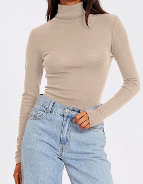 TRENDY cozy fall/winter turtleneck. suitable for daily wear! pair with Jeans, lounge wear ,business casual, leggings & so much more. Comfy Long Sleeve Shirts, Lace Sleeve Shirt, Women's Wardrobe Essentials, Turtleneck Fashion, Womens Going Out Tops, Women Fall Tops, Turtleneck Outfit, Turtleneck Long Sleeve, Womens Turtleneck