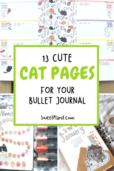 13 Cute Cat Page Spread Ideas for Your Bullet Journal #cats #bulletjournal #bulletjournaling Cat Junk Journal Ideas, Cat Journal Page, Cat Junk Journal, Journal Themes Ideas, Bujo Wishlist, Bujo Theme Ideas, Shayda Campbell, Bujo Themes, Cat Doodles