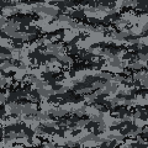 Stock Image: Digital camouflage seamless pattern, black and gray. Vector Digital Camouflage, Gray Camo, White Square, Vector Stock, Black And Gray, Camo Print, Seamless Pattern, Seamless Patterns, Camouflage