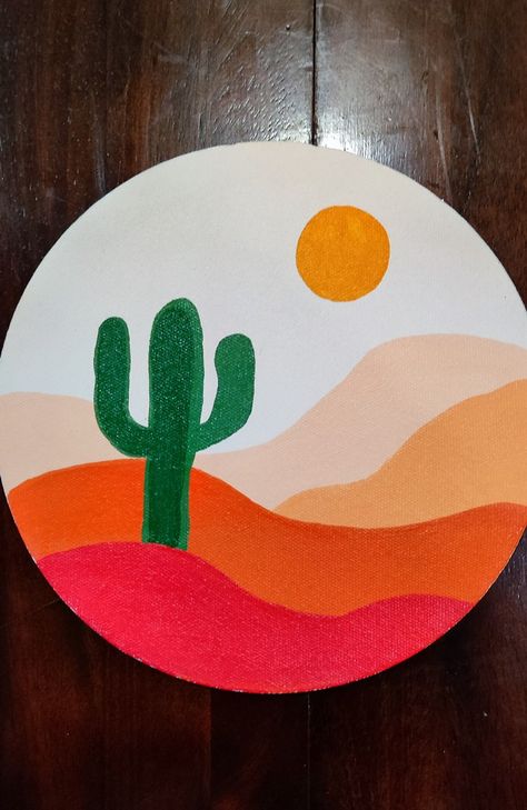 Sun Easy Painting, Circular Drawing Ideas, Painting On Circle Canvas Easy, Painting On Round Canvas Easy, Coaster Design Painted Easy, Things To Paint On A Round Canvas, Painting Ideas On Circular Canvas, Round Painting Ideas On Canvas, Things To Draw In A Circle