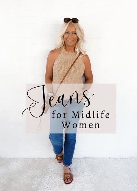 Summer Jeans for Midlife Women - Midlife Posh Closet White Tees Outfit, Midlife Fashion, Classic Outfits For Women, Plain White T's, Satin Slip Skirt, Plain White T Shirt, Linen Joggers, White Crop Pants, Midlife Women