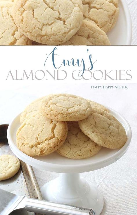 Almond Cookies are my family's favorite cookie. This recipe comes from my mom. It is easy to make and is a delicious and light cookie. This is a wonderful recipe that I know you will love! So, it only takes a couple minutes to make and you have a perfectly baked cookie in 15 minutes. #cookies #baking #easyrecipes #happyhappynester #almondcookies Freezer Cookies, Baking List, Almond Meal Cookies, Almond Cookie, Wine Party, Oreo Dessert, Almond Cookies, Super Easy Recipes, Cookie Exchange