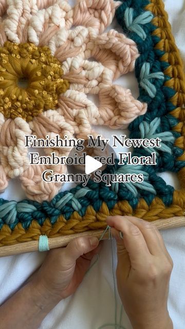 Caroline Langford - Floral Fiber Artist on Instagram: "New Embroidered Floral Granny Square pieces are now in the shop! I loved creating each of these pieces and hope they bring great joy to your homes 💛

Love always,
Caroline

#thehappyhomecollective #flowermacrame #floralmacrame #floralweaving #foreverflowers  #flowerweaving #etsyshop #crochetersofinstagram #floralgrannysquare #grannysquare #flowercrochet #flowerembroidery #paintingwithfiber #floralembroidery #crochetinspiration" Floral Granny Square, Fiber Artist, Crochet Sunflower, Forever Flowers, Love Always, Granny Squares, Artist On Instagram, Embroidery Flowers, Red Floral