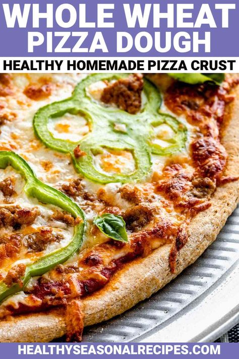 Healthy Pizza Dough, Wheat Pizza Dough Recipe, Whole Wheat Pie Crust, Healthy Homemade Pizza, Whole Wheat Pizza Dough, Wheat Pizza Dough, Homemade Pizza Crust, Wheat Pizza, Whole Wheat Pizza