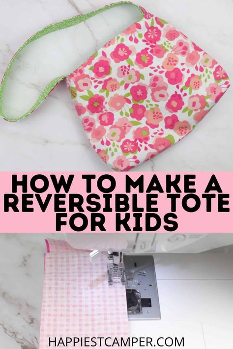 How To Make A Reversible Tote For Kids – Beginner Sewing Projects Small Tote Bag Pattern, Diy Fabric Purses, Toddler Tote Bag, Grandparents Activities, Beginner Sewing Projects, Make A Bag, Toddler Purse, Mine Love, Kids Tote Bag