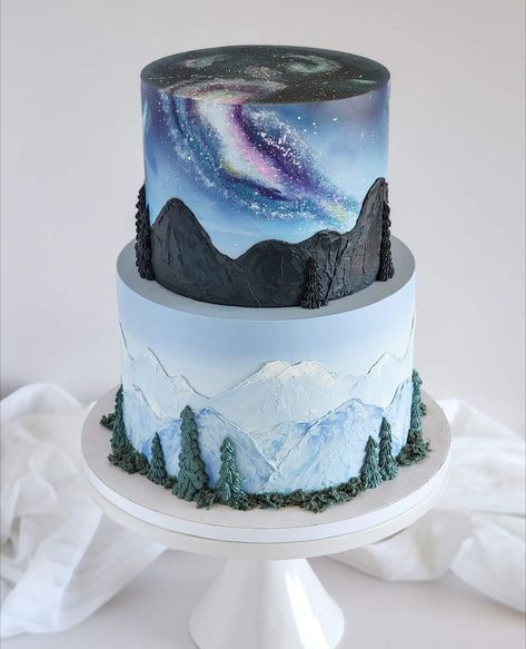 Alaska Cake, Male Birthday Cake, Mountain Cake, 9 Cake, Cake Decorating Frosting, Cake Making, Cake Decorating Designs, Grooms Cake, Diy Cake