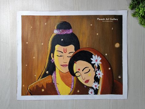 Canvas painting | ram siya painting Ram Ji Abstract Painting, Ram Ji Painting On Canvas, Ram Canvas Painting, Ram Sita Rangoli, Siya Ram Painting, Ram Painting, Animation Character Drawings, Sita Rama, Origami Butterfly Easy