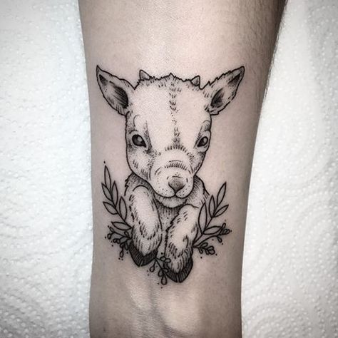 Goat Tattoo Ideas, Elephants Tattoo, Tattoo Goat, Lamb Tattoo, Goat Tattoo, Animal Tattoos For Women, Indian Feather Tattoos, Sheep Tattoo, Ram Tattoo