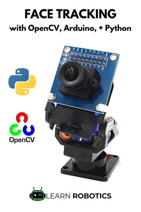 Face Tracking with OpenCV & Arduino - full tutorial including sample code and demo video. Great for beginners looking for a high-tech project to work on! Proyek Arduino, Cool Arduino Projects, Robot Project, Arduino Beginner, Projets Raspberry Pi, Arduino Sensors, Arduino Led, Learn Robotics, Arduino Projects Diy