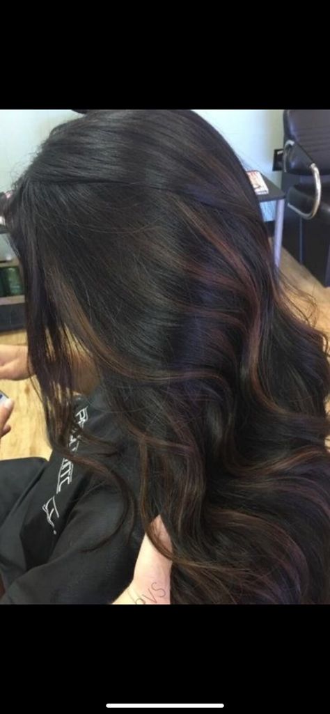 Minimum Highlights On Black Hair, Dyed Black Hair With Highlights, Hairdresser Pictures, Black Hair Balayage, Brown Hair Looks, Black Hair Dye, Black Hair With Highlights, Hair Balayage, Inspo Board