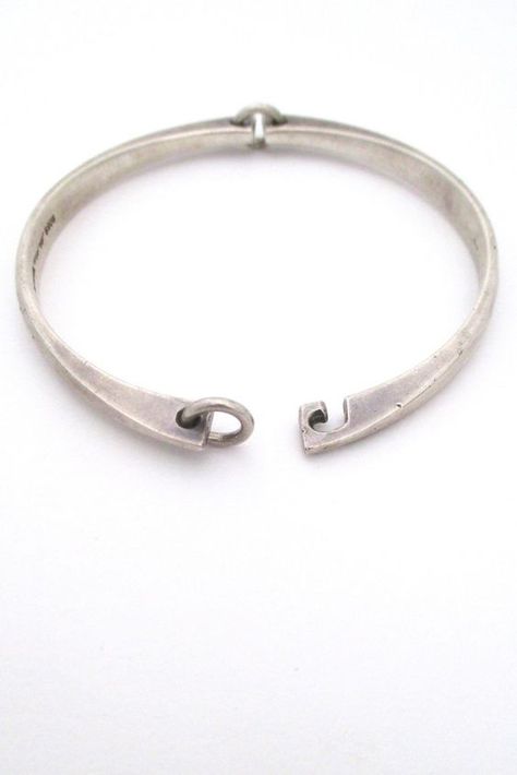 Hans Hansen Denmark Danish Modern mid century sterling silver hinged bracelet: Hans Hansen, Hand Jewellery, Modernist Jewelry, Modern Mid Century, Jewelry Clasps, Hinged Bracelet, Silver Jewelry Rings, Silver Jewelry Handmade, Bracelet Argent