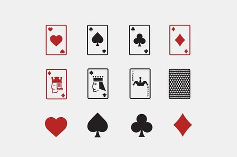 12 Playing Card Icons by Creative VIP on @creativemarket Card Suits Nails, Joker Symbol, Joker Card Tattoo, Gambling Design, Playing Card Tattoos, A Playing Card, Card Icon, Joker Playing Card, Joker Card