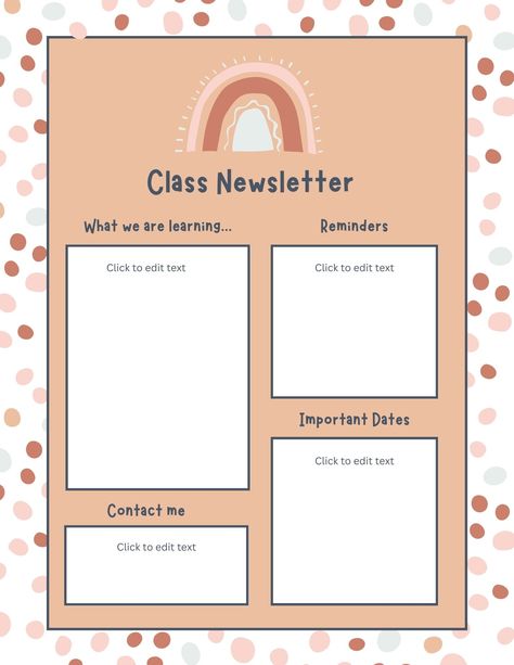 Easy to edit Canva template for teachers! #bohorainbow #bohorainbowclassroom #rainbowclassroomdecor #parentteachercommunication #classroomnewsletter #editablenewsletter #emailnewsletter Weekly Parent Newsletter Templates, Newsletter Kindergarten, Daycare Newsletter, K4 Classroom, Class Newsletter Template, Classroom Parent, Parent Communication Forms, Teacher Newsletter Template, Parent Newsletter Template