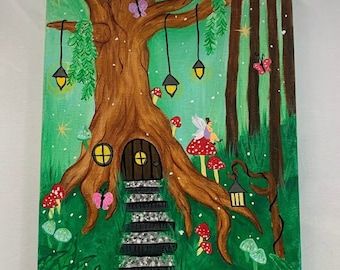 LizBurritoDesigns - Etsy Indie Kunst, Marker Kunst, Fairy Garden Art, Fairy Painting, Inspired Painting, Fairy Paintings, Indie Art, Female Art Painting, Canvas Painting Designs