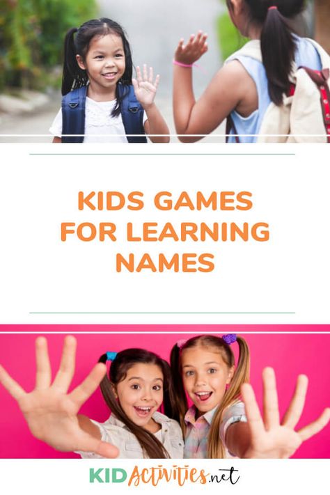 A collection of kids games for learning names. These name games will build name familiarity and can be used as getting to know you games. #kidactivities #kidgames #activitiesforkids #funforkids #ideasforkids Learning Name Games For Kids, Games To Learn Names, Name Games For Preschoolers, Name Games For Kindergarten, Name Games Preschool, Social Games For Kids, Kindergarten Name Games, Lifewise Academy, Kid Games For Birthday Party