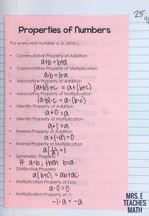 Properties Of Real Numbers, Properties Of Numbers, Number System Worksheets, Algebra Notes, Algebra Interactive Notebooks, Real Number System, Math Properties, Number Properties, Numbers Worksheet