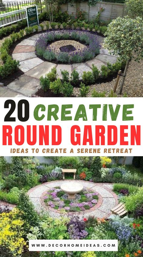 best round garden ideas and designs Circular Garden Design, Circle Patio, Circular Lawn, Unique Landscaping, Circular Patio, Front Lawn Landscaping, Banana Trees, Home Garden Ideas, Cottage Garden Plants