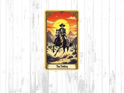 Cowboy Tarot Card Digital Download, Design for T-Shirt Wall Art Mug Tote Bag, Printable Kitchen Art, Digital Download for Crafters Cowboy Tarot, Supernatural Theme, Design For T Shirt, Art Mug, Desert Sunset, Cow Boy, Kitchen Art, Tarot Card, Tarot Cards