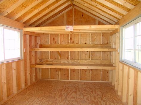 Shed Shelving, 8x12 Shed Plans, Shed Floor Plans, Storage Shed Organization, Diy Storage Shed, Wood Shed Plans, Build Your Own Shed, Shed Floor, Shed Interior