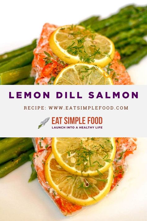 Fresh and popping for summer salmon season! Salmon baked with fresh lemon juice, butter and dill makes for an easy and fast dinner. Salmon With Lemon And Dill, Season Salmon, Summer Salmon, Lemon Dill Salmon, Salmon Baked, Family Breakfast Recipes, Dried Dill, Dill Recipes, Dill Salmon