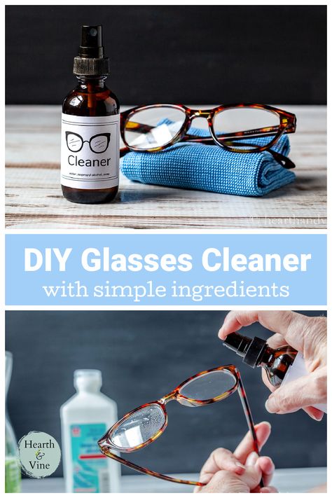 Try making your own DIY glasses cleaner with a few simple ingredients to keep your lenses clean and your frames from transferring bacteria to your skin. Eyeglass Cleaner Diy, Eye Glasses Cleaner, Diy Cleaning Spray, Homemade Glass Cleaner, Glasses Cleaner, Diy Glasses, Eyeglass Cleaner, Best Eyeglasses, Diy Cleaning Solution