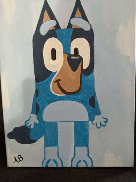 Bluey Cartoon Canvas Painting, Bluey Cartoon Painting, Bluey Canvas Painting, Bluey Painting Ideas, Bluey Painting, Cartoon Acrylic Painting, Bluey Cartoon, Easy Disney Drawings, Bluey Party