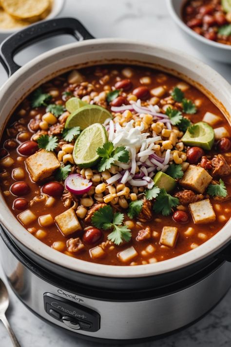 A photo of a  Crockpot Pozole a crockpot mexican recipes