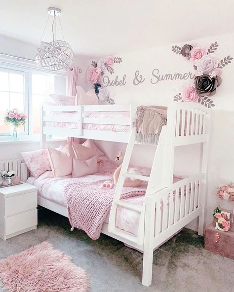 Girls Bedroom Ideas Bunk Beds, Girl Bunk Bed Rooms, Bunk Bed Girls Room, Bunk Bed Bedroom Ideas, Sisters Bedroom Ideas, Bunk Bed Decor, Bunk Beds For Girls Room, Bunk Beds Small Room, Bed For Girls Room