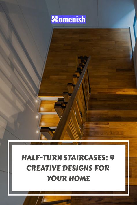 Half-turn staircases are a great way to save space in your home while still providing a functional and stylish way to get from one level to the next. In this article, we will explore 9 different half-turn staircase ideas that will inspire you to create your own unique and beautiful staircase. Half Turn Staircase Ideas, Staircases With Landings, Stair Landing Design, Changing Staircase Layout, Half Landing Staircase Ideas, Half Pace Staircase, Dining Room With Staircase, Switch Back Staircase, Entry Staircase Ideas