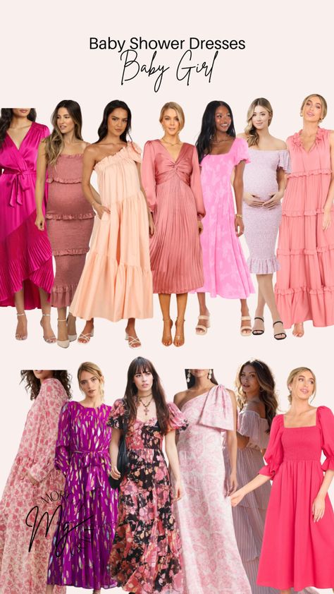 Babyshower Outfit Ideas Girl, Baby Shower Dress Pink, Girl Baby Shower Dress For Mom, Winter Baby Shower Dress, Baby Shower Dress Ideas For Mom, Baby Shower Dress Ideas, Baby Shower Outfits For Mom, Baby Shower Dress For Mom, Pink Baby Shower Dress