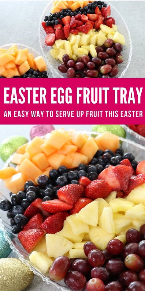 Let me share how to make an Easter egg fruit tray in a matter of minutes. Festive, colorful, and full of fresh and delicious fruit! #easter #fruit #fruittray #easy #platter #fruittrayideas #eastereggshaped #fresh Easter Fruit Tray, Easter Fruit Salad, Fruit Easter, Easter Bunny Fruit, Easter Platter, Egg Fruit, Easter Fruit, Idea For Easter, Easter Food Appetizers