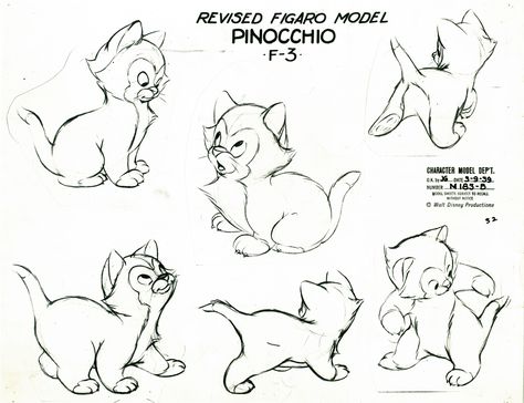 sean wickett | Flickr - Photo Sharing! Pinocchio 1940, Cartoon Model, Rough Sketches, Disney Cats, 디즈니 캐릭터, Character Model Sheet, Animation Sketches, Disney Concept Art, Disney Animals