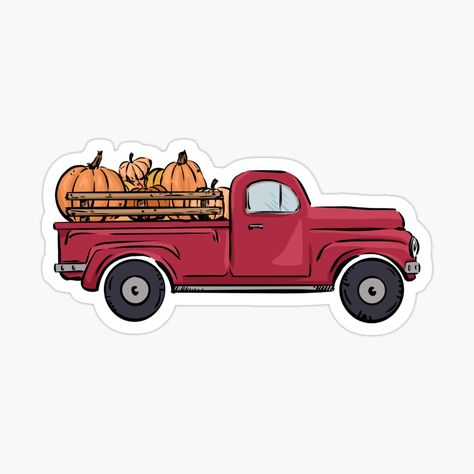 Get my art printed on awesome products. Support me at Redbubble #RBandME: https://www.redbubble.com/i/sticker/Vintage-Pumpkin-Truck-by-alexnoellejones/164830514.JCQM3?asc=u Truck With Pumpkins, Vintage Pumpkin, Truck Stickers, Pumpkin Truck, Truck Bed, Pickup Truck, Buy Vintage, Pickup Trucks, Spooky Season