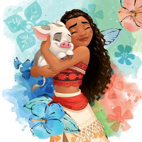 Moana Drawing, Disney Moana Art, Moana Pua, Moana Movie, Princess Illustration, Princess Moana, Foto Disney, Movie Club, Disney Collage