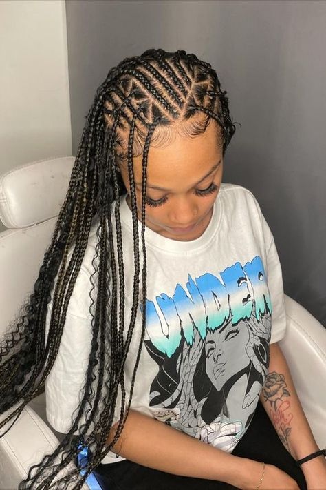 Freestyle Fulani Braids, Freestyle Fulani, Flip Over Fulani Braids, Fulani Braids Hairstyles, Hair Braid Designs, Quick Braids, Venus Of Willendorf, Short Box Braids Hairstyles, Braided Hairstyles For Black Women Cornrows