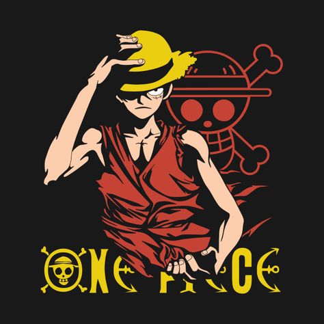 Monkey D Luffy, The One, One Piece, Red, Anime, Black, Design