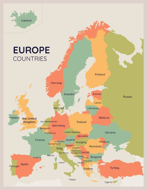 Map Of European Countries, Europe Map Printable, Brussels Map, World Map With Countries, Maps Aesthetic, Map Of Europe, European Map, Europe Continent, Europe Countries