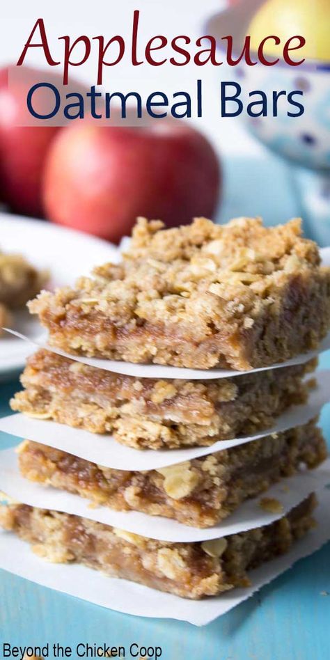 Applesauce Oatmeal Bars, Easy Oat Bars, Applesauce Oatmeal, Oatmeal Bars, Oat Bars, Homemade Snacks, School Lunches, After School Snacks, School Snacks