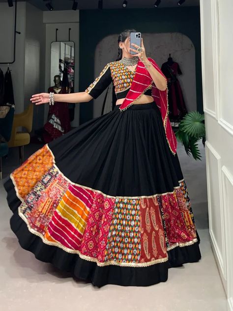 Lehenga Choli Collection – Inayakhan Shop Navratri Choli Designs, Garba Dresses, Garba Lehenga, Gamthi Work, Zip Stitching, Garba Outfit, Garba Dance, Garba Dress, Cutwork Saree