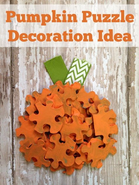 Puzzle Piece Art, Puzzle Piece Crafts, September Crafts, Diy Puzzle, October Crafts, Diy Puzzles, Puzzle Crafts, Crafts For Seniors, Fall Crafts Diy