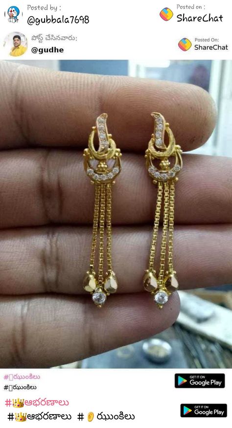 Hear Rings Ears Gold, Gold Hanging Earrings Indian, Gold Earrings Designs New Model, Long Chain Earrings Gold, Pretty Gold Necklaces, Gold Earrings For Kids, Wedding Jewelry Sets Bridal Jewellery, New Gold Jewellery Designs, Gold Earrings Models